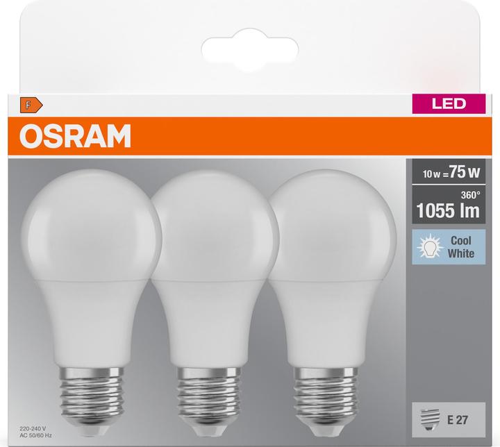 Produktbild Osram Led Base Classic A (E27, 10.50 W, 1060 lm, 3 x, F)