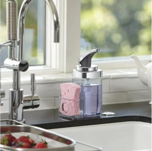 Productafbeelding Simplehuman Zeepdispenser met caddy 650 ml, zilver/transparant