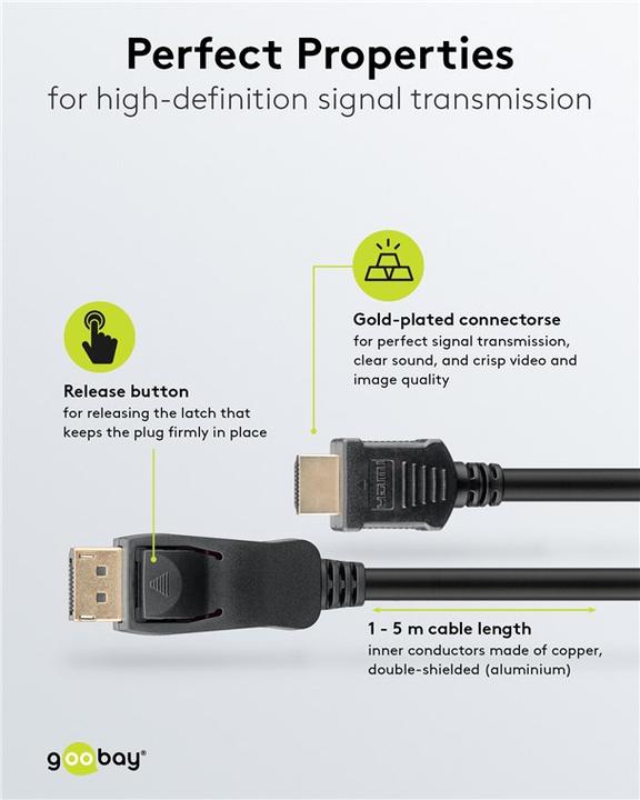 Productafbeelding Goobay DisplayPort naar HDMI adapterkabel (3 m, DisplayPort, HDMI)