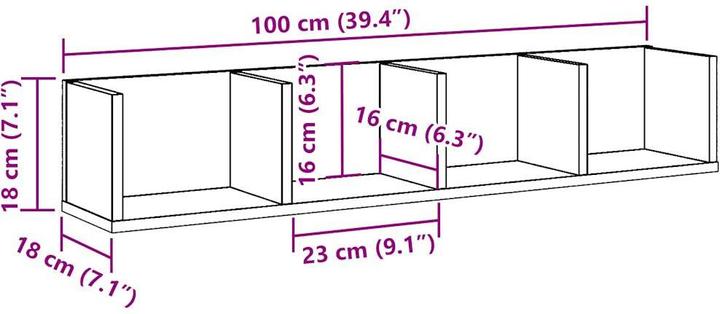 Actual product image VidaXL CD-Wandregal -Optik (100 x 18 x 18 cm)