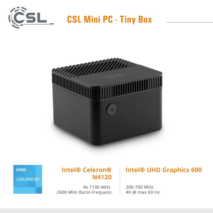Produktbild CSL Tiny Box (Intel Celeron N4120, 4 GB, 128 GB, Intel UHD Graphics)