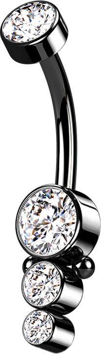 Image du produit Star Piercing Banane femelle noir disque avec cristal et trois cristaux (Acier chirurgical 316L)