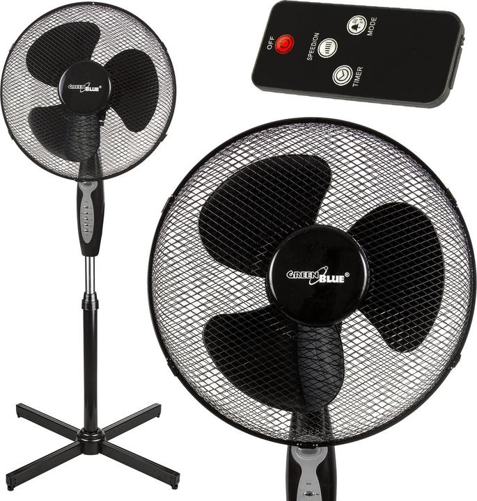 Produktbild Greenblue Bodenventilator, 40 W, 3 Luftstromstufen, 1,25 m Höhe, 1,5 m Kabel, mit Fernbedienung und Timer bis (53 dB)