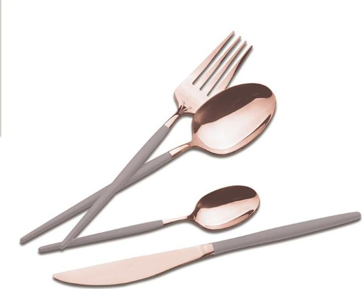 Immagine prodotto BerlingerHaus Set di posate Taupe da 24 pezzi - Oro rosa (24 Pezzo/i, Set di posate)