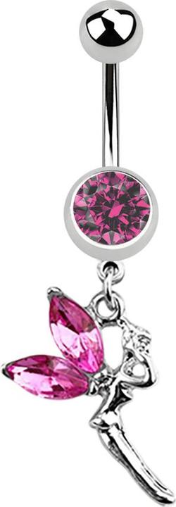 Immagine prodotto Star Piercing Banana in argento con ciondolo a forma di fata e ali di cristallo rosa (Acciaio chirurgico 316L, senza ottone)