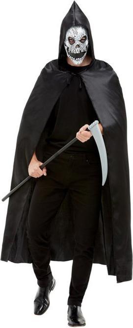 Immagine prodotto Smiffys Kit triste mietitore, Nero, con mantello, maschera e falce (Taglia unica)