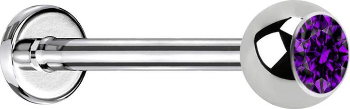Produktbild Star Piercing Micro Labret silber mit Kugel und Kristall violett (ohne Messing, Chirurgenstahl 316L)