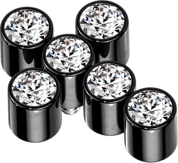 Produktbild Star Piercing Dermal Anchor schwarz Kreuz sechs Kristalle silber (ohne Messing, Titan G23)