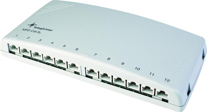 Produktbild Telegärtner Netzwerk Patchpanel Mini Verteiler 12 HS K Cat.6A, alpinweiss