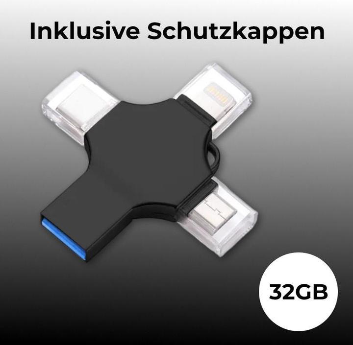 Image du produit Hermex Clé USB 4 en 1 Clé Lightning Clé de données Lecteur flash USB Drive (32 Go, USB-C)