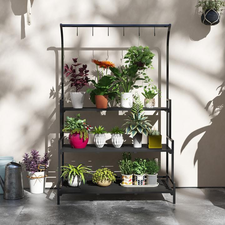 Produktbild Outsunny Blumenständertreppe mit 6 Haken