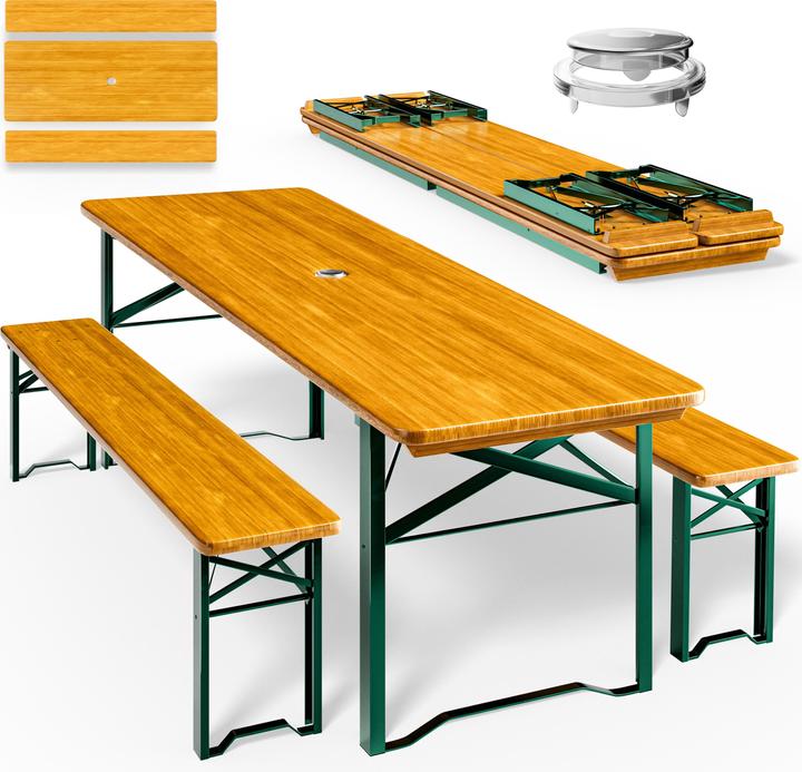 Ensemble table et bancs pliants