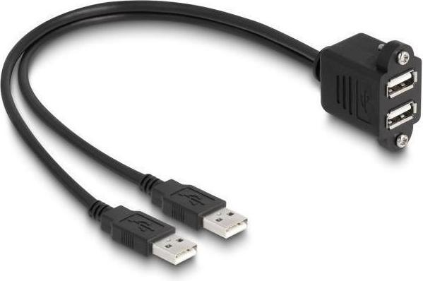 Immagine prodotto Delock Cavo USB 2.0 2 x USB tipo-A maschio a 2 x USB tipo-A femmina con viti per l'installazione 1 m nero (1 m, USB 2.0)