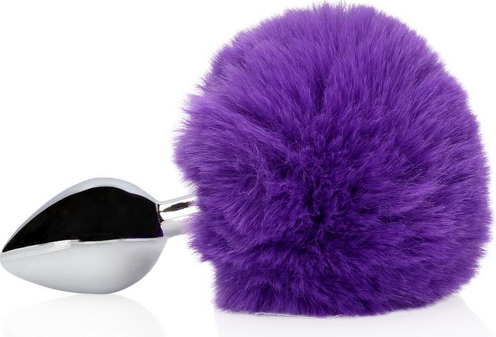 Actual product image Ouch! Bunny Tail with Metal Butt Plug - Purple