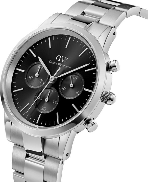Immagine prodotto Daniel Wellington Cronografo Iconic Link Argento Nero Sunray (Cronografo, 42 mm)