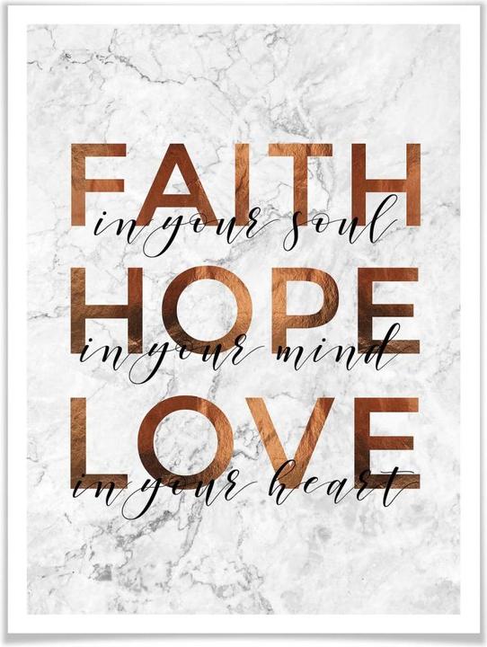 Produktbild Trenddeko Kupferoptik - Faith Hope Love (60 x 80 cm)
