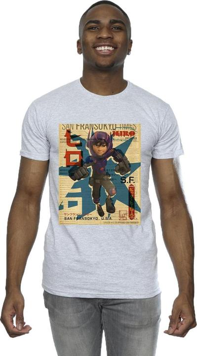 Actual product image Disney Mens Big Hero 6 Baymax Hiro Newspaper T-Shirt (5XL)