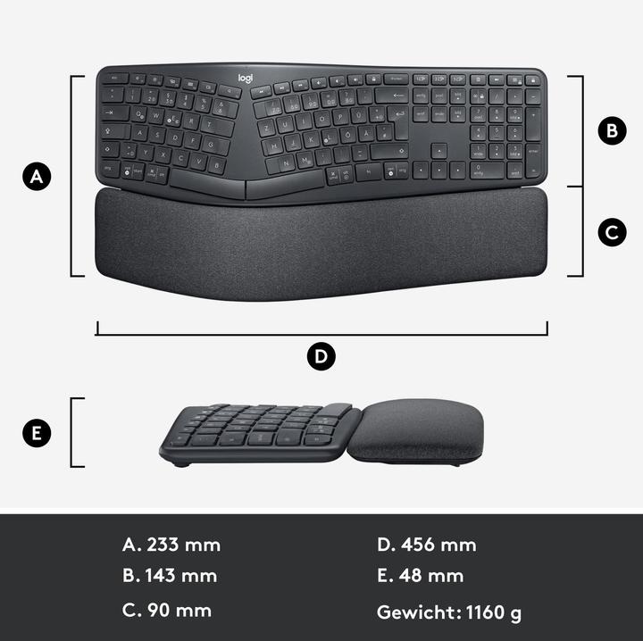 Produktbild Logitech Ergo K860 Split Keyboard for Business (CH, Kabellos)