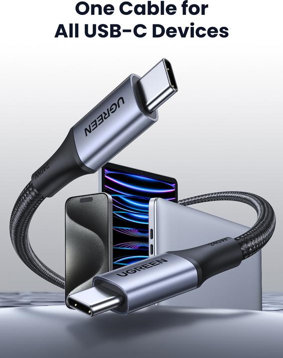 Productafbeelding Ugreen USB-C naar USB-C USB4 kabel, 240W, 2m (zwart) (2 m, USB 2.0)