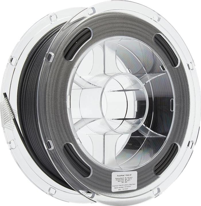 Actual product image Polymaker PolyMide PA6-CF V2 - Black - 2.85mm - 500g (Nylon, Carbon, 2.85 mm, 500 g, Black)