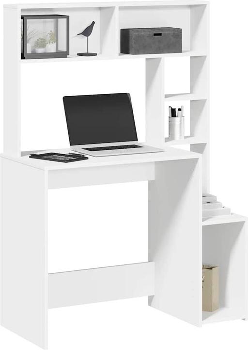 Produktbild VidaXL Schreibtisch mit Regal Weiss 100x45x140 cm Holzwerkstoff Bürotisch Tisch (100 x 45 x 140 cm)