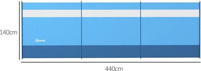 Produktbild Swisshandel24 Windschutz mit Sichtfenster und Tragetasche, Stahlstangen, 440x140cm, Blau (440 cm)