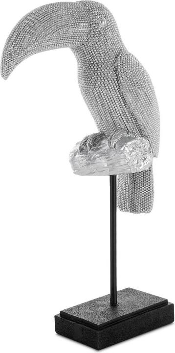 Eurofirany Toucan - ELDO decorative figurine with fine textured pattern, silver 22 x 11 x 39 cm