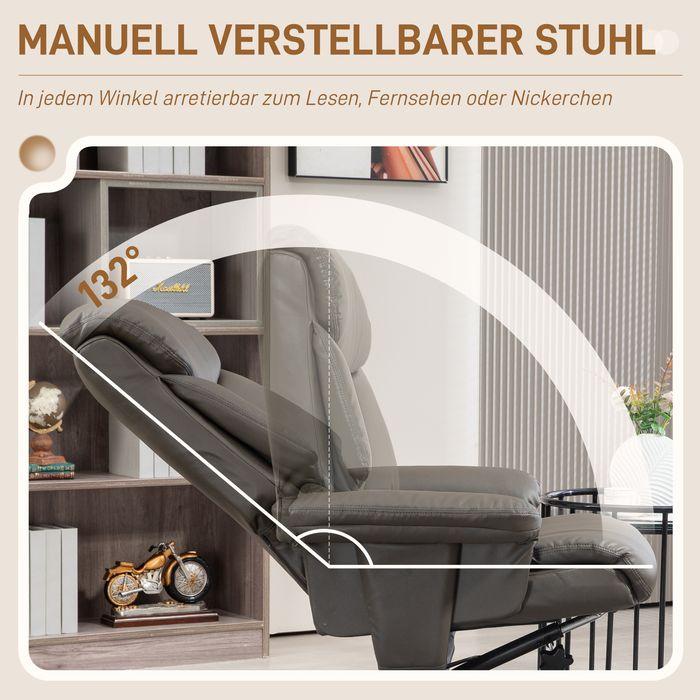 Actual product image Swisshandel24 Relaxing armchair with stool, reclining function, rocking function, imitation leather, grey