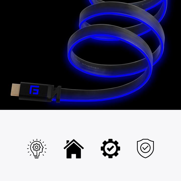 Actual product image Floating Grip HDMI Cable High Speed 8K/60Hz LED 1.5m blue (1.50 m, HDMI)