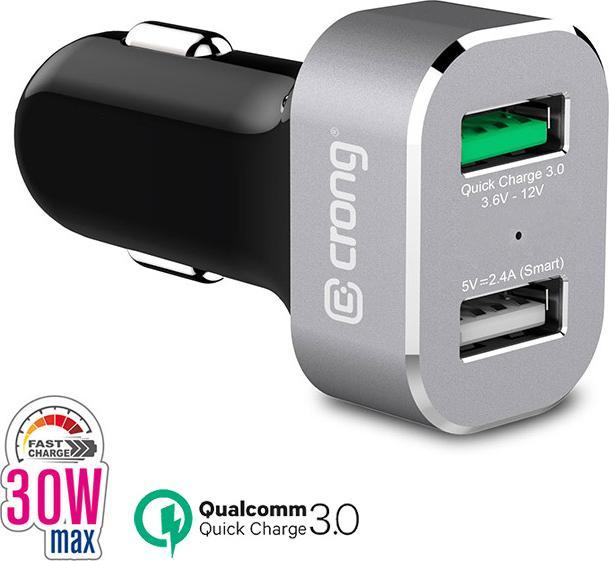 Produktbild Crong Stromversorgung įkroviklis 2x USB-A 3 A (CRG-PWRC-USB30-ALU)