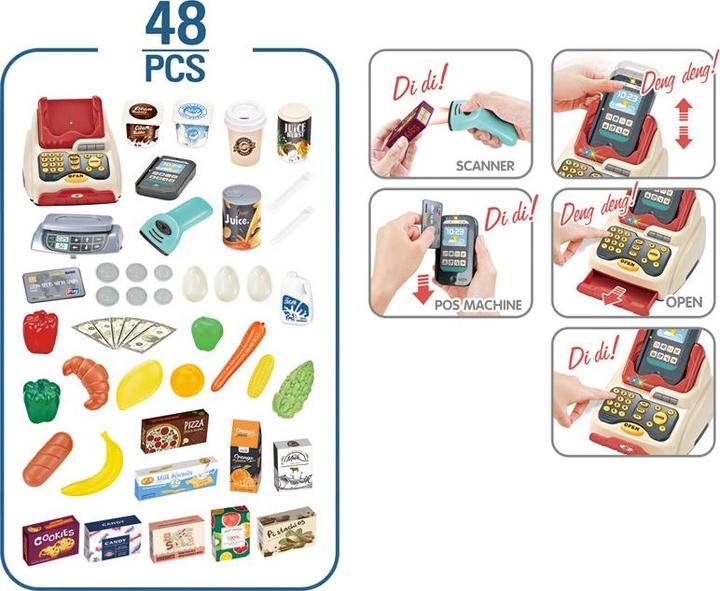 Produktbild VR Shinecon 48 teilige Kinder-Supermarkttheke mit Licht- und Soundeffekten
