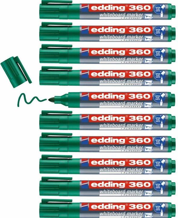 Image du produit Edding Marqueurs pour tableaux blancs 360/363, jeu de 10 pièces (Vert, 3 mm, 10 x)