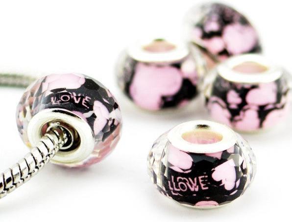 Produktbild Hermex LOVE Bead versilbert 925 - Silbrig Rosa (Acrylglas, 925er Silber)