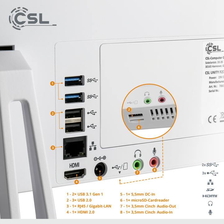 Actual product image CSL All-in-One-PC Unity F27W-JLS / 256 GB / 16 GB RAM / Win 11 Home (Intel Celeron N5100, 16 GB, 256 GB, Intel UHD Graphics)