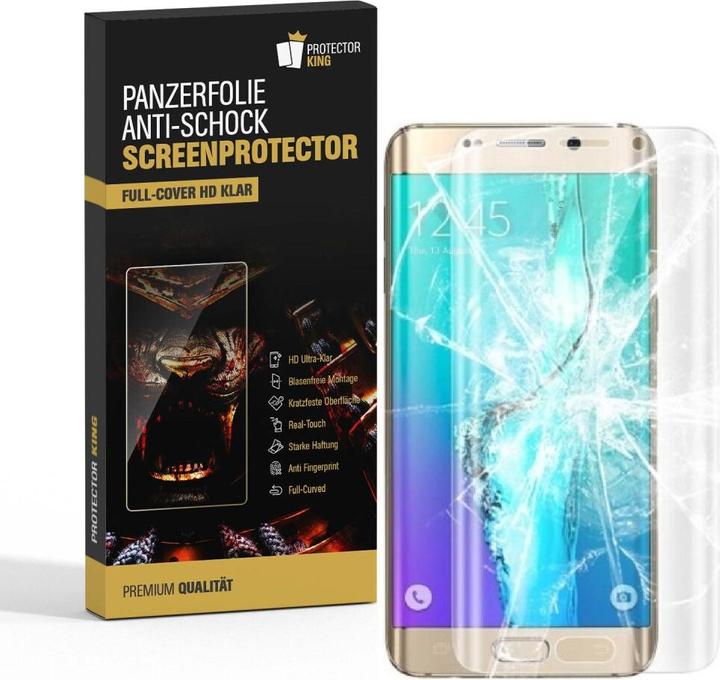Produktbild Protectorking 3x Panzerfolie Anti-Shock Full Cover HD Klar (3 Stück, Samsung Galaxy S6 Edge)