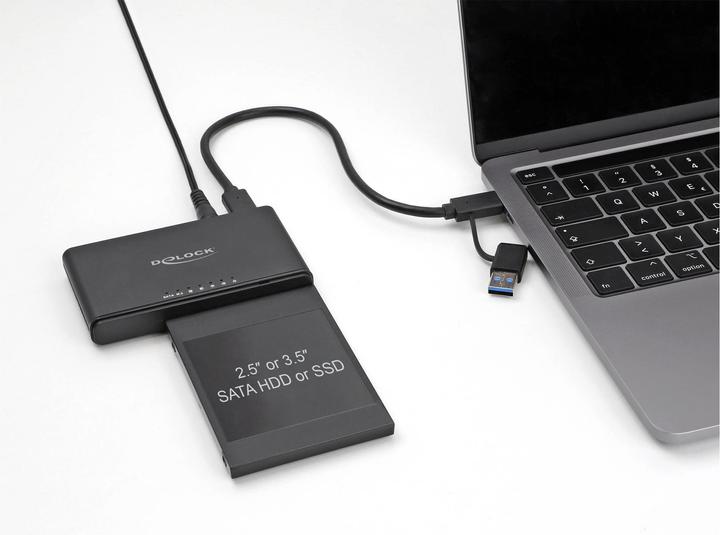 Actual product image Delock USB Type-C converter for 1 x M.2 NVMe SSD + 1 x SATA SSD / HDD