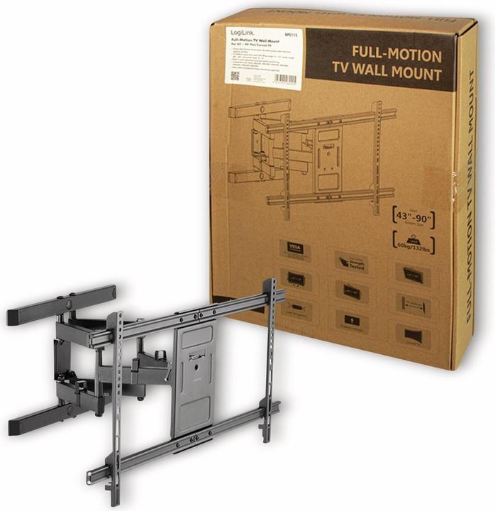 Actual product image LogiLink TV wall bracket, 4390", tiltable, swivelling, 60 kg max. (Wall, 90", 60 kg)