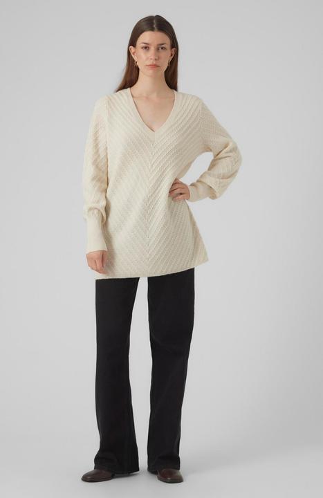 Produktbild Vero Moda VMANJASTINNA LONG V-NEK PULLOVER GA EXC Strickpullover (L)