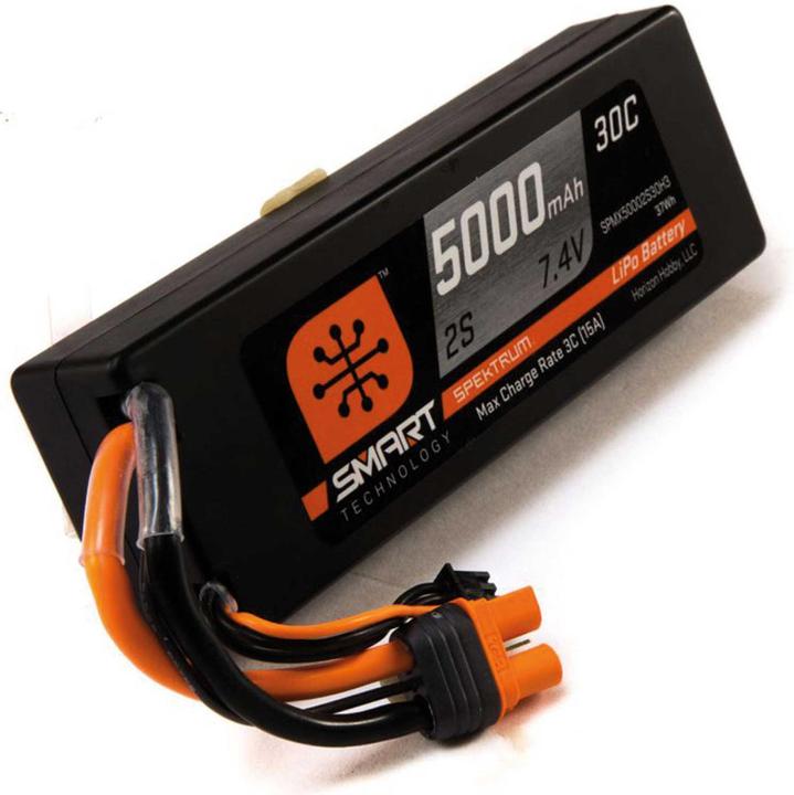 Immagine prodotto Spektrum Batteria LiPo 5000mah 2S 7.4V Smart LiPo 30C, Hardcase, iC3 (7.40 V, 5000 mAh)