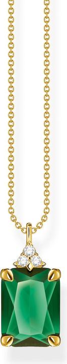 Thomas Sabo Collana pietra verde oro (Argento 925, Doratura in oro giallo 750, 40 - 45 cm)