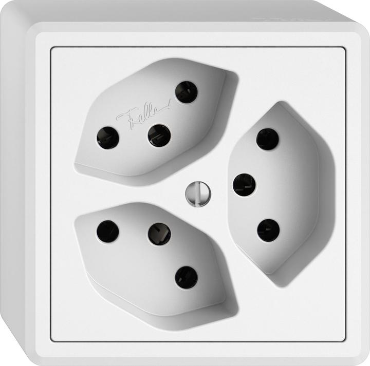 Actual product image Feller EDIZIO Liv surface-mounted socket outlet 3xT13 ws