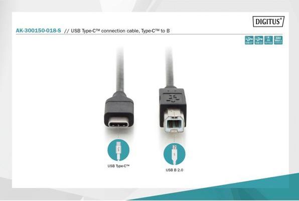 Actual product image Digitus USB C – USB B (1.80 m, USB 2.0)
