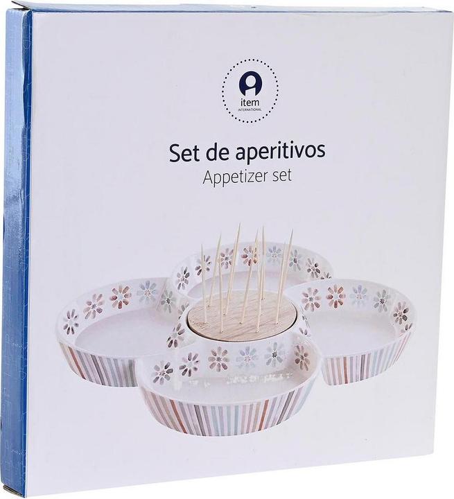 Produktbild DKD Home Decor Tablett für Snacks Bunt 22 x 22 x 3 cm Steingut