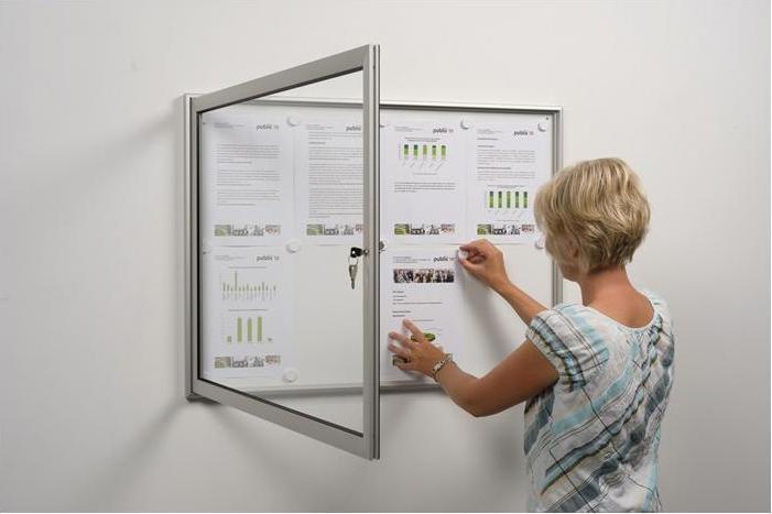 Actual product image Wsm Revolving door display case 16 x DIN A4 W930xH1275mm frame angular for indoor use