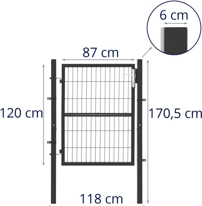Produktbild Wiesenfield Gartentor Metall Gartentür Zauntor Stabmattenzaun-Tor 105 x 170 cm abschliessbar