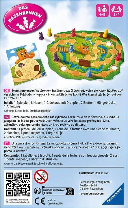 Productafbeelding Ravensburger 20962 - Lotti Karotti, das Hasenrennen - Mee naar huis spel voor kinderen en gezinnen vanaf 4 (Duits, Frans)