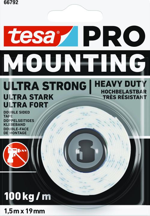 Produktbild tesa PRO Mounting TRANSPARENT Montageband, doppelseitig, selbstklebend (19 mm)