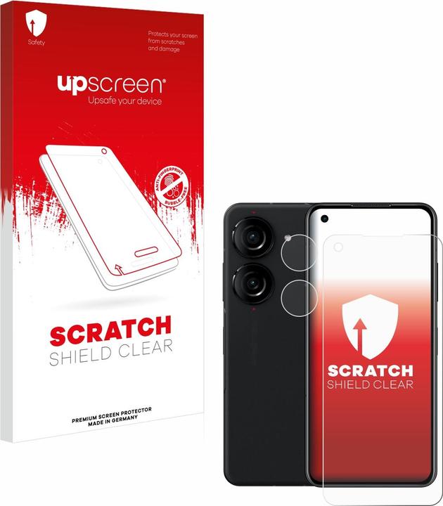 Immagine prodotto upscreen Scratch Shield Clear Premium Pellicola protettiva per Asus ZenFone 10 (Fronte+Fotocamera) (1 Pezzo/i, Asus Zenfone 10)