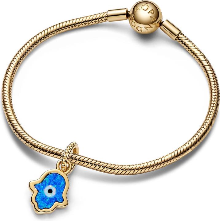 Immagine prodotto Pandora Ciondolo Mano di Fatima blu iridescente (Metallo placcato oro giallo)