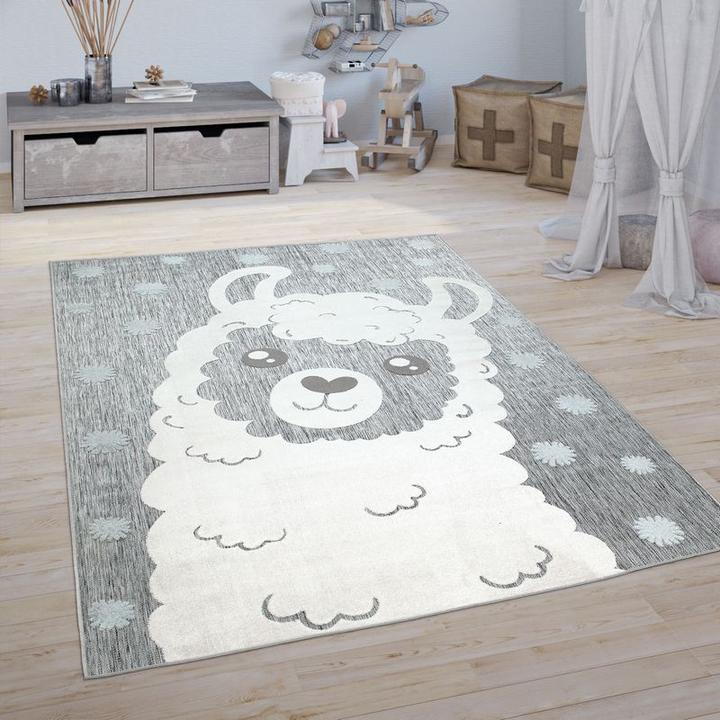 Produktbild Paco Home Kinder Teppich Kinderzimmer Spielteppich Lama Motiv Grau (80 x 150 cm)